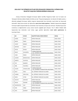 2016-2017 yaz d&ouml;nemi kayıtları i&ccedil;in pedagojik formasyon 2.d&ouml;nem