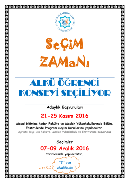 ALK&Uuml; 2016 &Ouml;ğrenci Konsey Se&ccedil;imi Hakkında Duyuru