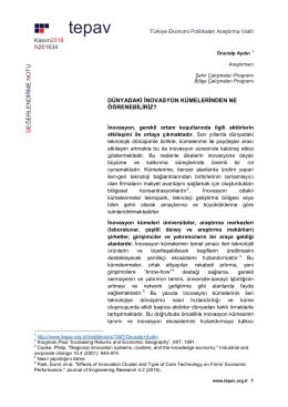 dunyadakı ınovasyon kumelerınden ne ogrenebılırız