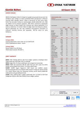 G&uuml;nl&uuml;k B&uuml;lten - Oyak Yatırım