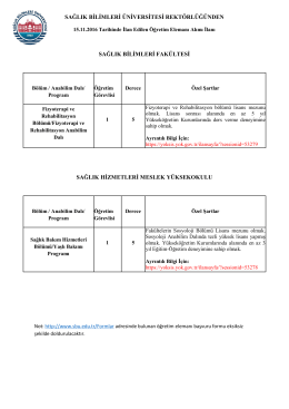 15.11.2016 Tarihli Öğretim Elemanı İlanı