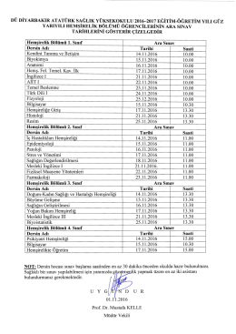 ara sınav tarihleri