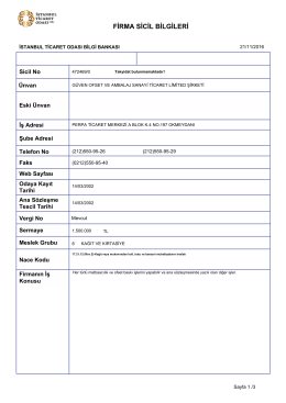 firma sicil bilgileri