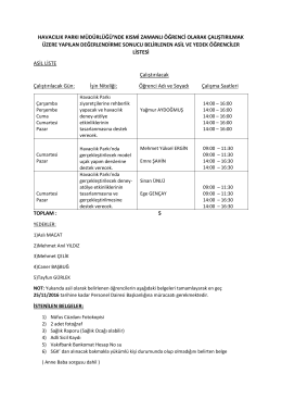 Kısmi Zamanlı Öğrenci Alımı Sonuçları(Havacılık Parkı Müdürlüğü)