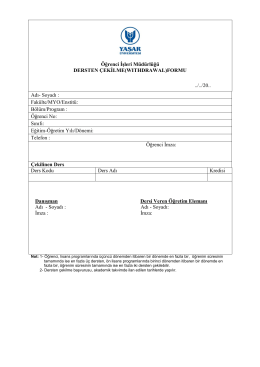 Dersten &Ccedil;ekilme Formu