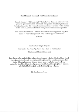 Burs Müracaatı Yapacak 1.Sınıf Öğrencilerine Duyuru