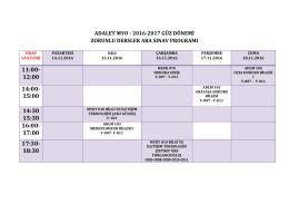 Adalet MYO 2016-2017 G&uuml;z D&ouml;nemi Ara Sınav Programı