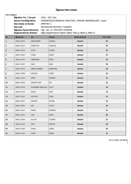 Öğrenci Not Listesi