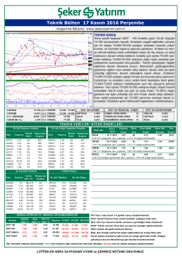 Teknik B&uuml;lten 17 Kasım 2016 Perşembe