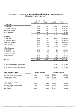 Fındık İhracat Rakamları