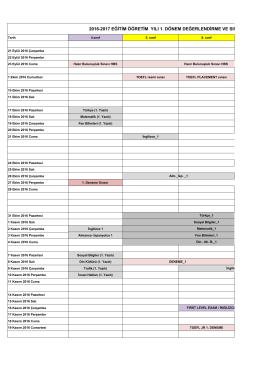 2016-2017 Eğitim &Ouml;ğretim yılı sınav takvimi