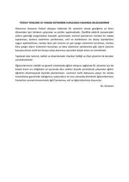 TESİSAT YENİLEME VE YANGIN SİSTEMİNİN