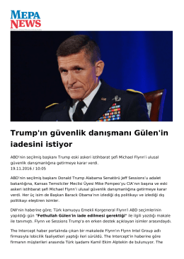 Trump`ın güvenlik danışmanı Gülen`in iadesini istiyor