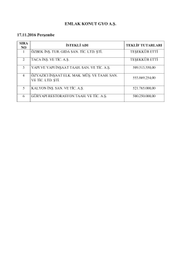 EMLAK KONUT GYO A.Ş. 17.11.2016 Perşembe
