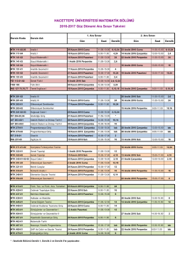 Bölüm Lisans Dersleri Ara Sınav Takvimi