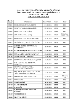 2016 - 2017 EĞİTİM - &Ouml;ĞRETİM YILI G&Uuml;Z D&Ouml;NEMİ İSPANYOL DİLİ