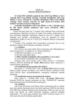 EK ĠLAN ADALET BAKANLIĞINDAN 24 Aralık 2016