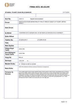 firma sicil bilgileri