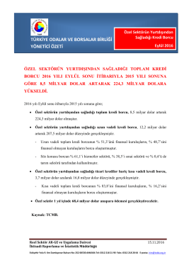 2016 Yılı Eylül Ayı Özel Sektörün Yurtdışından Sağladığı