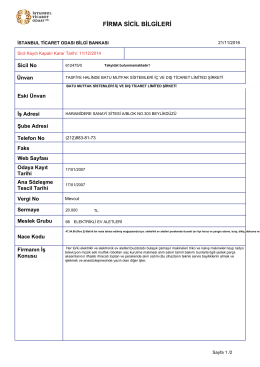 firma sicil bilgileri