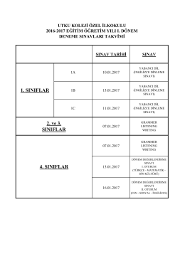 2016-2017 Eğitim Öğretim Yılı I.Dönem 1-2-3 ve 4