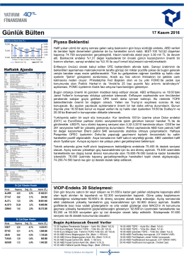 Günlük Bülten - Yatırım Finansman