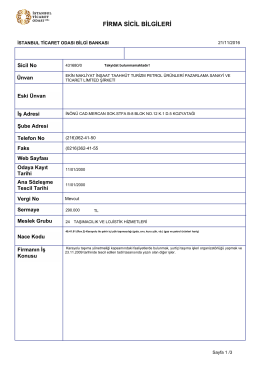 firma sicil bilgileri