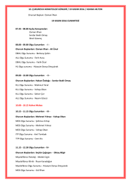 10. &Ccedil;UKUROVA HEMATOLOJİ G&Uuml;NLERİ / 19 KASIM 2016 / ADANA