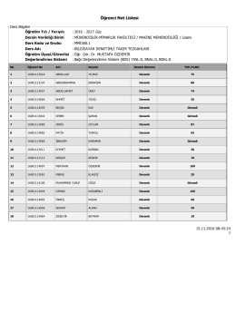 Öğrenci Not Listesi