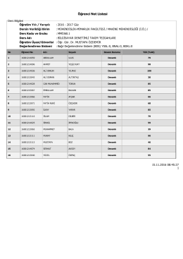 &Ouml;ğrenci Not Listesi