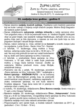 župni listić - Župa sv. Filipa i Jakova | Vukovar