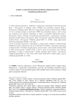 ZAKON O GRANIČNOJ POLICIJI BOSNE I HERCEGOVINE