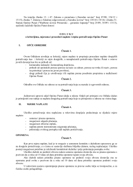 Odluka o kriterijima, mjerama i proceduri naplate i otpisa