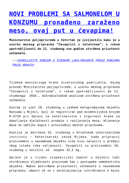 NOVI PROBLEMI SA SALMONELOM U KONZUMU