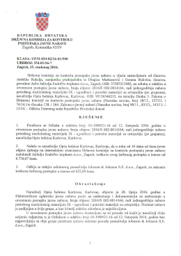 Poništava se Odluka o odabiru - Državna komisija za kontrolu