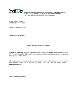Isplata doplatka za djecu za - Hrvatski zavod za mirovinsko osiguranje