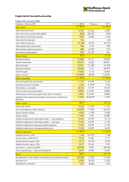 Pregled ključnih financijskih pokazatelja.