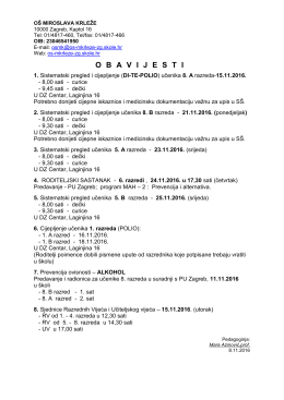 obavijesti - Osnovna &scaron;kola Miroslava Krleže Zagreb