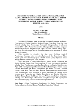 pengaruh pendapatan per kapita, pengeluaran per kapita, likuiditas