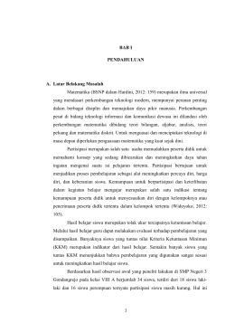 BAB I PENDAHULUAN A. Latar Belakang Masalah Matematika