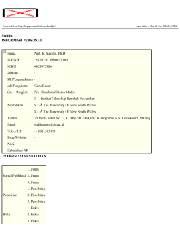 Sudjito INFORMASI PERSONAL Nama Prof. Ir