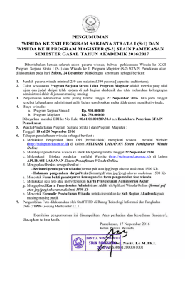 pengumuman wisuda ke xxii program sarjana strata i (s-1)
