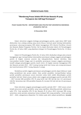 File Press Release - Pusat Kajian Politik Universitas Indonesia