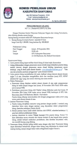 pengumuman lelang bmn inventaris kantor kpu banyumas