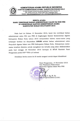 Hasil Verivikasi PAI Non PNS