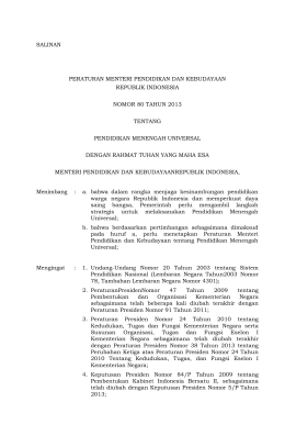 ermenristekdikti Nomor 80 Tahun 2013 tentang Pendidikan