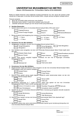 Angket Survey Pemahaman Visi dan Misi