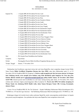 NOTA DINAS NO. 1054/ND/X.7/11/2016 Kepada Yth. : 1. Kepala