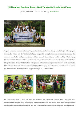 20 Kandidat Beasiswa Jepang ikuti Tarakanita Scholarship Camp