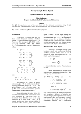 Dekomposisi QR dalam Regresi QR Decomposition